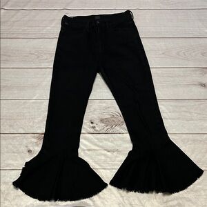 Citizens of Humanity Drew Flounce High Rise Crop Flare Jeans in Soiree Black 27